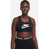 NIKE Dri-FIT Swoosh Medium-Support Non-Padded Graphic Sport-BH Damen black/white/particle grey M von Nike