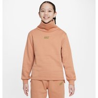 NIKE Sportswear Club Fleece Funnel Sweatshirt Mädchen 225 - amber brown/metallic gold L (146-156 cm) von Nike