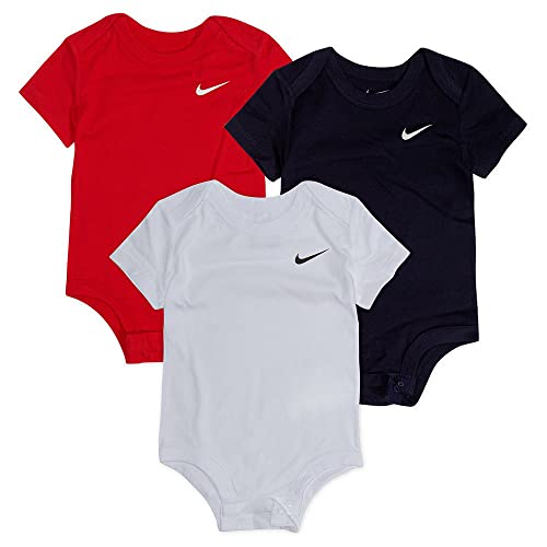 Nike 3 Stück SWOOSH BODYSUIT, Unisex Kinder, 3 Body (rot, weiß, dunkelblau), 3 Monate von Nike