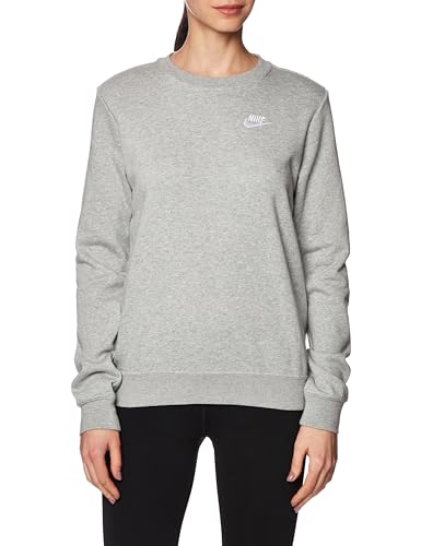 Nike Damen Club Crew Sweatshirt, Dk Grey Heather/White, M EU von Nike