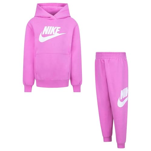Nike Club Fleece Trainingsanzug für Mädchen, Violett, Code 36L135-AFN, fuchsia/weiß, 6-7 Jahre von Nike
