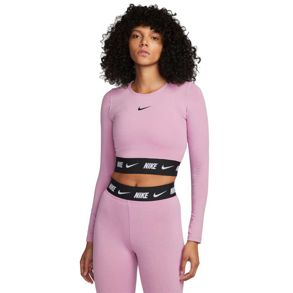 Nike Crop Tape Long-sleeve Sports Top Rosa M Frau von Nike