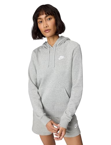 Nike DQ5793-063 Sportswear Club Fleece Sweatshirt Damen DK Grey Heather/White Größe L von Nike