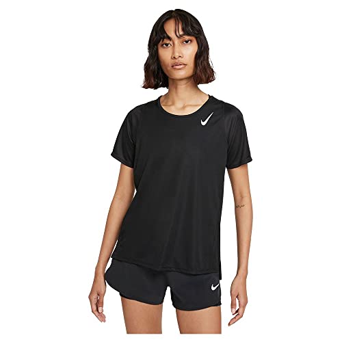 Nike Damen Df Race T-Shirt, Black/Reflective Silv, L Nike Damen Df Race T-Shirt, Black/Reflective Silv, L von Nike