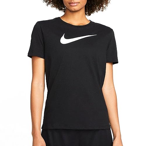 Nike Damen Df Swoosh T-Shirt, Schwarz/Weiß, XL von Nike