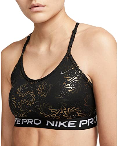 Nike Damen Dri Fit Indy Strpy Sparkle BH, Schwarz/Schwarz/Dunkelgrau, L von Nike