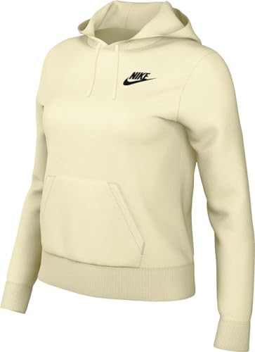 Nike Damen Hooded Long Sleeve Top W NSW Club FLC Std Po HDY, Coconut Milk/Black, DQ5793-113, L-T von Nike