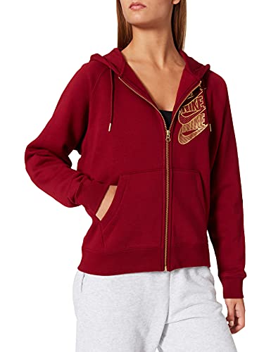 Nike Damen Hoodie NSW Fz Bb Shine, Team Red/Team Red/Metallic GOL, M, BV4988 von Nike