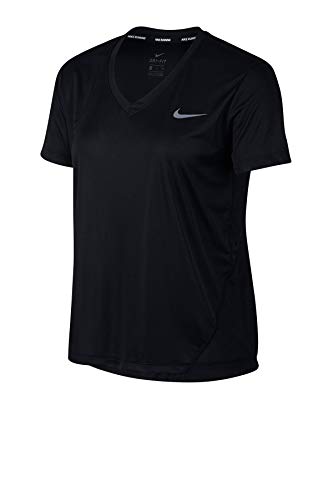 Nike Damen Miler Top Vneck, Black/Reflective Silver, S Nike Damen Miler Top Vneck, Black/Reflective Silver, S von Nike