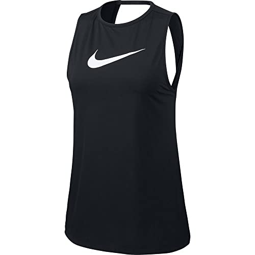 Nike Damen Pro Essential Swoosh Tanktop, Black/White, L Nike Damen Pro Essential Swoosh Tanktop, Black/White, L von Nike