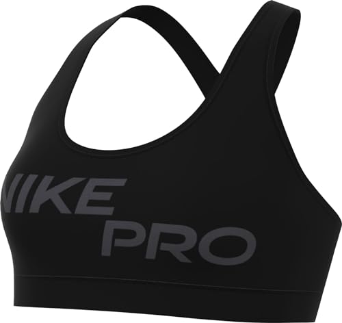 Nike Damen Sport-BH Pro Dri-Fit Swsh Light Support Grx Bra, Black/White, FN2749-010, L von Nike