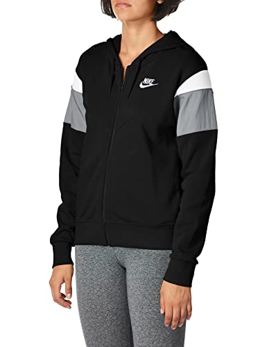 Nike Damen Sportswear Heritage Fleece-Hoodie mit Durchgehendem Reißverschluss, Black/Smoke Grey/White/White, XS Nike Damen Sportswear Heritage Fleece-Hoodie mit Durchgehendem Reißverschluss, Black/Smoke Grey/White/White, XS von Nike
