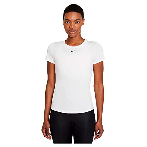 Nike Damen W Nk One Df Ss Slim Top T-Shirt, White/Black, S von Nike
