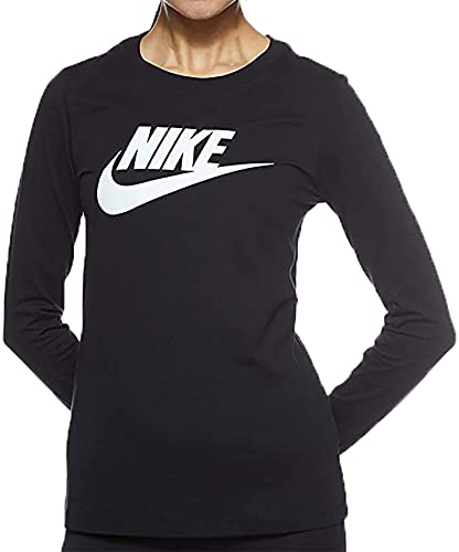 Nike Damen W Nsw te Essntl Ls Icon Ftra Shirt, Black/White, XS EU von Nike