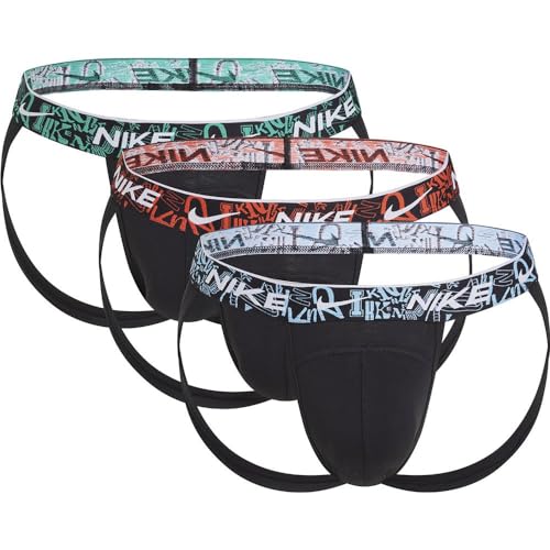 Nike E-Day Stretch Jockstrap 3 Einheiten M, Schwarz/Pcnt Red/Aquas Blue/Stdm Green/Lg Wb, M von Nike