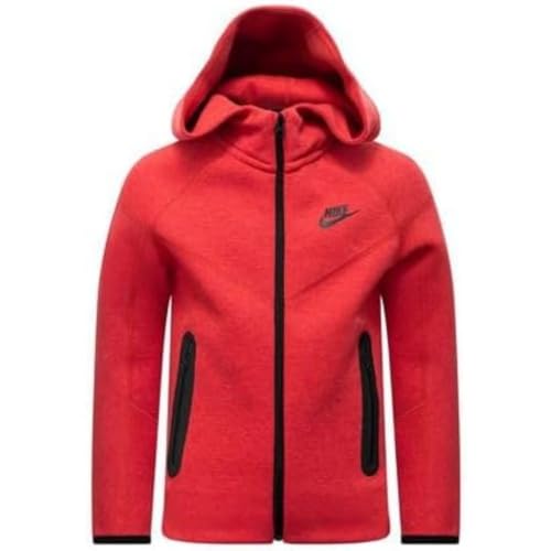 Nike FD3285-672 B NSW TECH FLC FZ Sweatshirt Boy's LT UNIV RED Htr/BLACK/BLACK Größe S von Nike