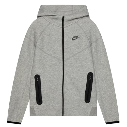 Nike FD3286-063 B NSW TECH FLC FZ Sweatshirt Boy's DK Grey Heather/Black/Black Größe M+ von Nike