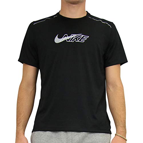 Nike Herren Df Miler Flash Nv T-Shirt, Black/Reflective Silv, L Nike Herren Df Miler Flash Nv T-Shirt, Black/Reflective Silv, L von Nike