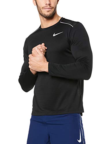 Nike Herren Dri-Fit Miler Longsleeve, Black/Black/Reflective Silver, M von Nike