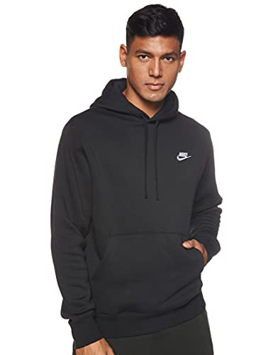 Nike Herren Hoodie Sportswear Club Fleece, Black/Black/White, M, BV2654-010 von Nike