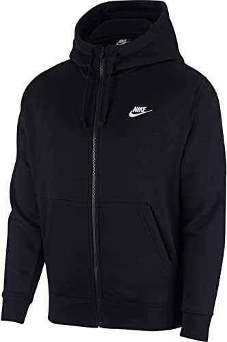 Nike Herren Hoodie mit Durchgehendem Reißverschluss Sportswear Club Fleece, Black/Black/White, S, BV2645-010 von Nike