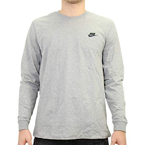 Nike Herren M NSW CLUB TEE - LS Langarm T-shirt, Grau (Dark Grey Heather/Black/063), S von Nike