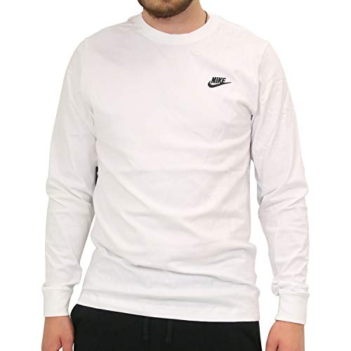 Nike Herren M NSW CLUB TEE - LS Langarm T-shirt, Weiß (White/Black/100), XS von Nike