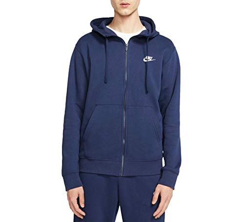 Nike Herren Nsw Club Fz Bb Hoodie Mit Durchgehendem Rei verschluss, Midnight Navy/Midnight Navy/White, L EU von Nike