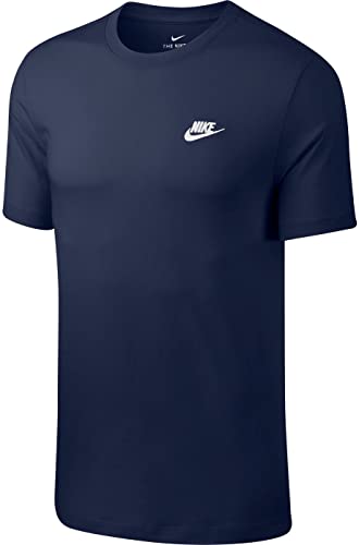 Nike Herren T-Shirt Sportswear Club, Midnight Navy/White, L, AR4997-410 von Nike