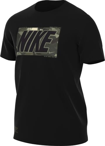 Nike Herren M Nk Df Tee Rlgd Camo Gfx, Black, FQ3885-010, S von Nike