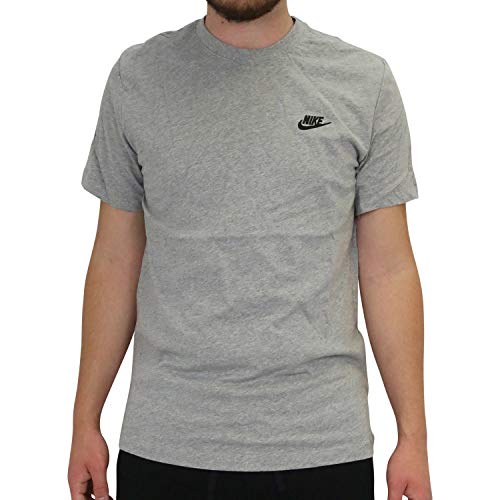 Nike Herren Sportswear Club T-shirt, Dark Grey Heather/Black, S von Nike