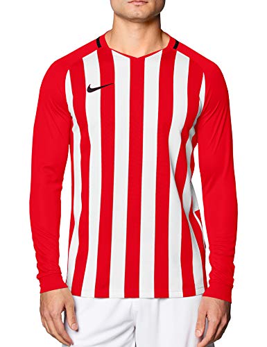 Nike Herren Striped Division III Football Jersey Long Sleeved T-Shirt,Rot/Weiß/Schwarz,XL von Nike