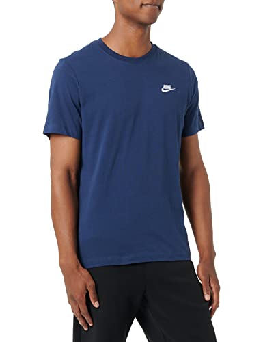 Nike Herren T-Shirt Sportswear Club, Midnight Navy/White, L, AR4997-410 von Nike