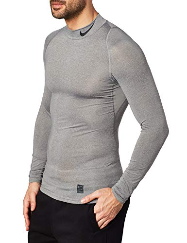 Nike Herren Top Comp Mock Longsleeve, Carbon Heather/Black, 16-22 EU von Nike