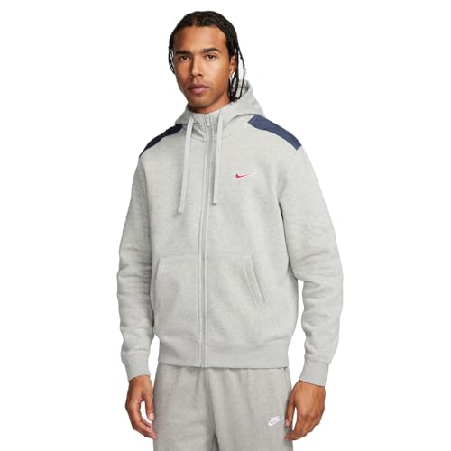 Nike Herren Top M NSW Sp FLC Fz Hoodie Bb, Dk Grey Heather/Thunder Blue, FQ8819-063, M von Nike