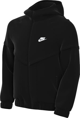 Nike Unisex Kinder Windrunner Hoodie Jacke, Black/Black/Black/White, 13-15 Jahre von Nike