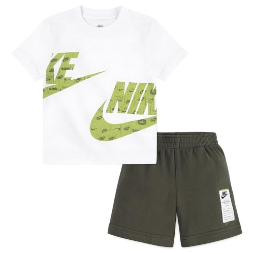 Nike Kinderanzug B NSW CLUB SLPTY FT SHORT SET CARGO 86L775-F84, Weiß, 3-4 Jahre von Nike