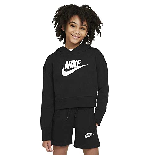 Nike Mädchen Club Kapuzenpullover, Black/White, XS Nike Mädchen Club Kapuzenpullover, Black/White, XS von Nike