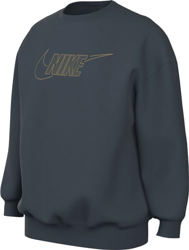 Nike Mädchen Oberteil G NSW Club FLC Bf Crew Ls Shne, Deep Jungle/Metallic Gold, FJ6161-328, S von Nike