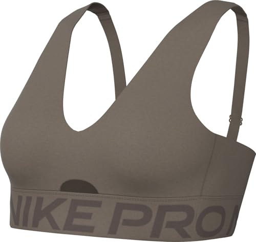 Nike Pro Indy Plunge Gepolsterter Sport-BH Mit Mittlerem Halt, Mink Brown/Ironstone/White, HF7324-233, XL von Nike