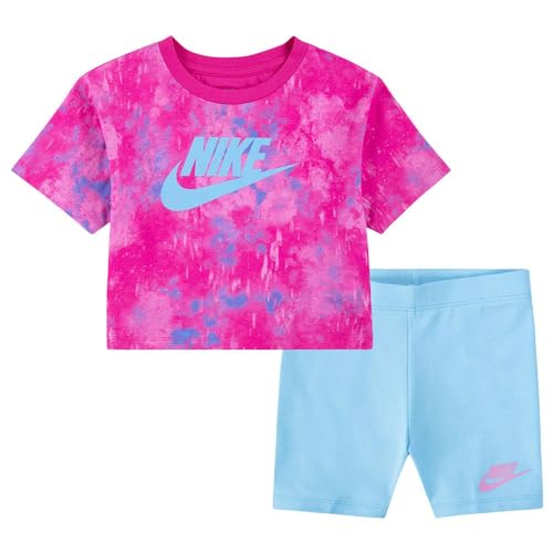 Nike Set für Mädchen Boxer Tee und Bike Short 36L658, fuchsia, 4-5 Jahre von Nike