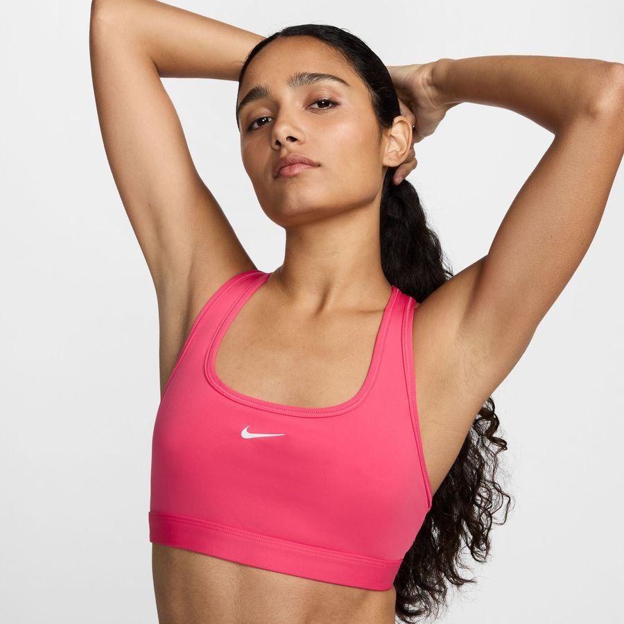 Nike Sport BH Swoosh Light Support - Pink/Weiß Damen von Nike