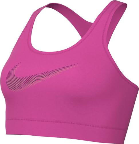 Nike Sport-BH Swoosh Medium Support Sport-BH Mit Polster Und Grafik Für Damen, Rosa, FB4124-615, M von Nike