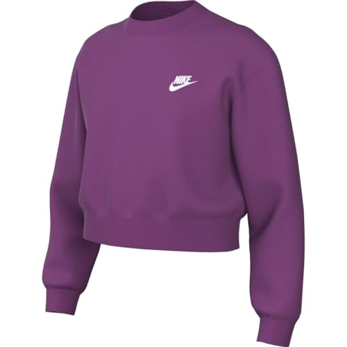 Nike Sportswear Club Fleece Sweatshirt Mit Rundhalsausschnitt Und Kastiger Passform (Mädchen), Hot Fuchsia/White, FZ9244-518, XL von Nike