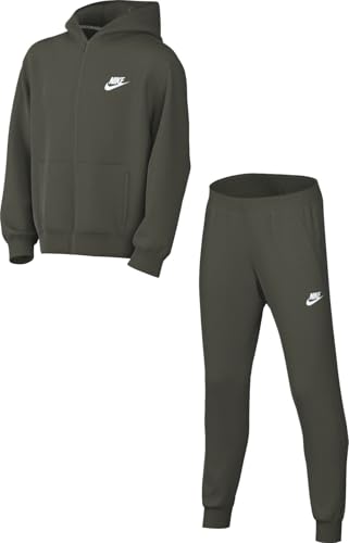 Nike Unisex Kinder K Nsw Club Flc Fz Tracksuit Trainingsanzug, Cargo Khaki/White, 14-15 Jahre EU von Nike