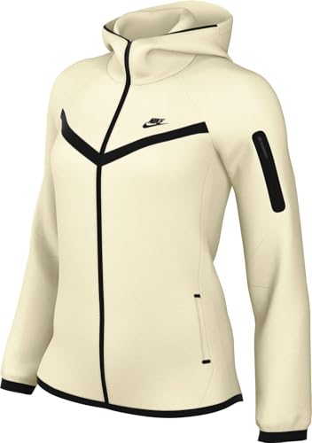 Nike Sportswear Tech Fleece Windrunner Damen-Hoodie Mit Durchgehendem Reißverschluss, Pale Ivory/Black, HV6747-110, M von Nike