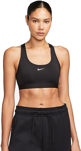 Nike Damen Swsh Sport-BH, Schwarz/Weiß, XS EU von Nike