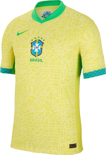 Nike Top Brasil Herren Dri-Fit ADV Match JSY Short-Sleeve Home, Dynamic Yellow/Lemon Chiffon/Green Spark, FJ4270-706, M von Nike