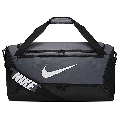 Nike Unisex-Adult Nk Brsla M Duff-9.0 Sporttasche, Flint Grey/Black/White, 61 cm Nike Unisex-Adult Nk Brsla M Duff-9.0 Sporttasche, Flint Grey/Black/White, 61 cm von Nike