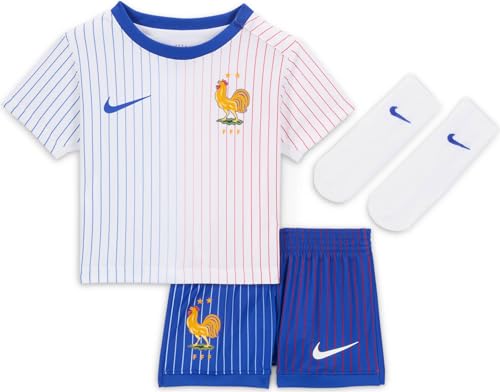 Nike Unisex Baby Kit France Dri-Fit Stadium Kit Away, White/Bright Blue/Bright Blue, FJ1619-100, 6-9 von Nike